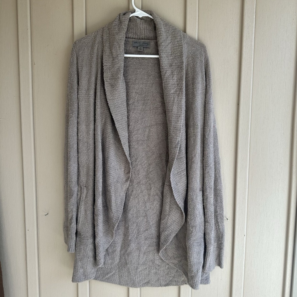 Barefoot Dreams CozyChic Lite Cardi Stone Cardigan Small 423 Womens Sweater